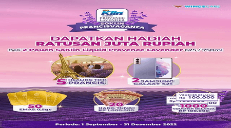 Undian SoKlin Prancis Vaganza 2022 Berhadiah Wisata Prancis, Logam Mulia, Uang Tunai