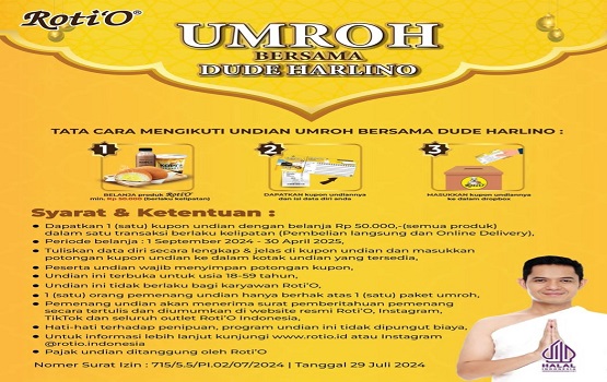 undian Roti O 2024 2025 berhadiah umroh bersama Dude Herlino