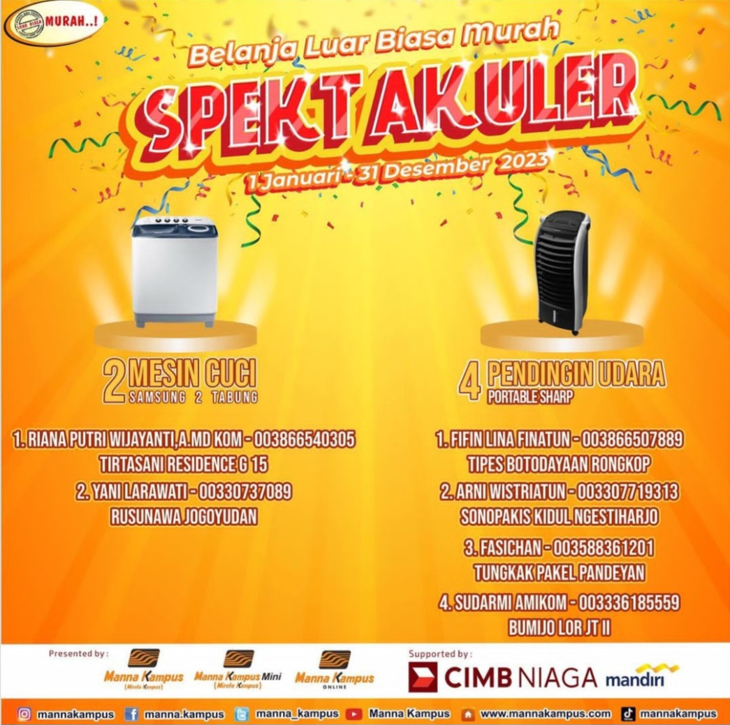 Pemenang undian manna kampus periode 1