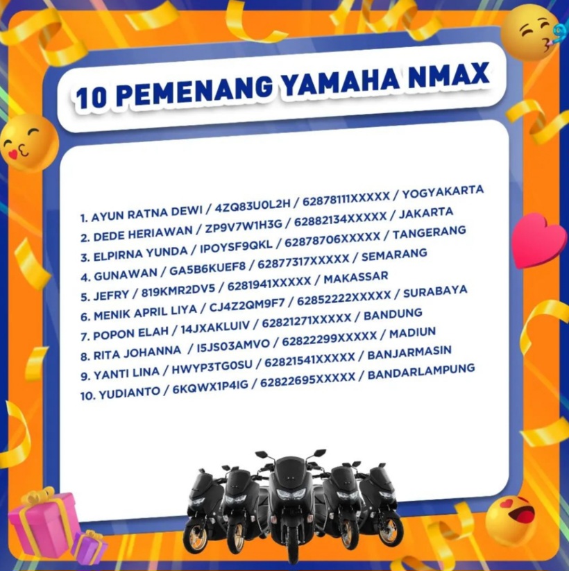 Pemenang yamaha nmax undian so nice