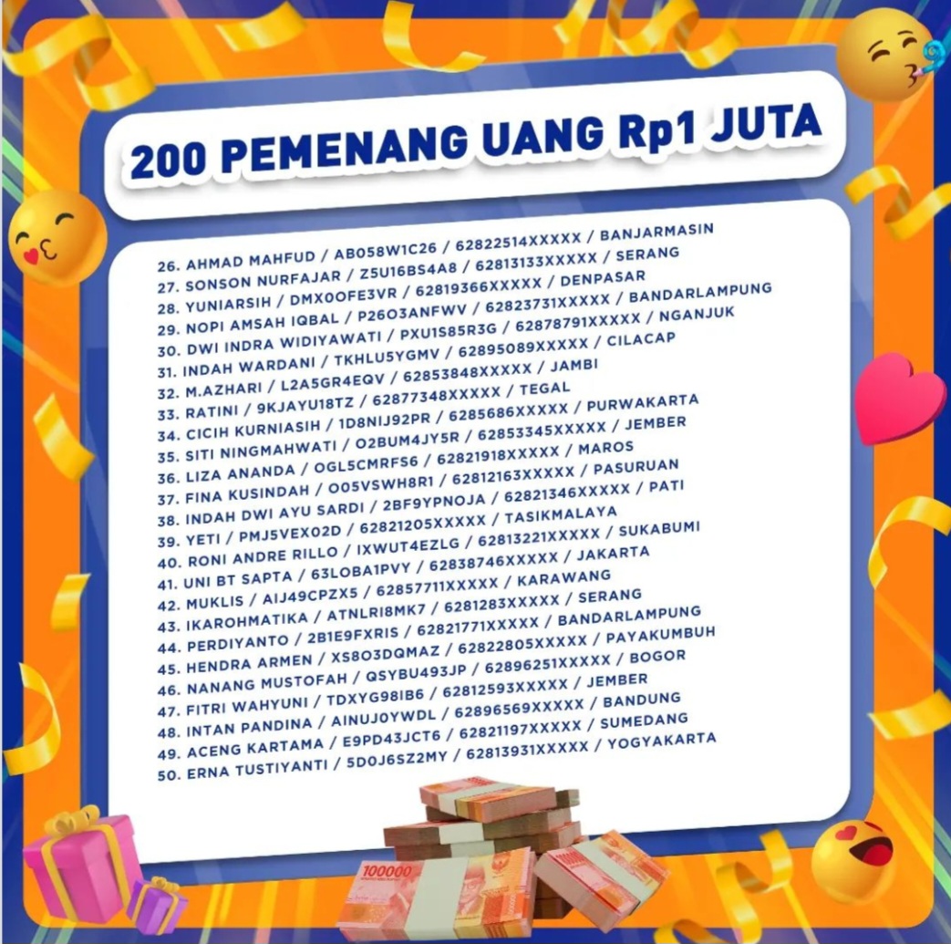 Pemenang uang 1 juta