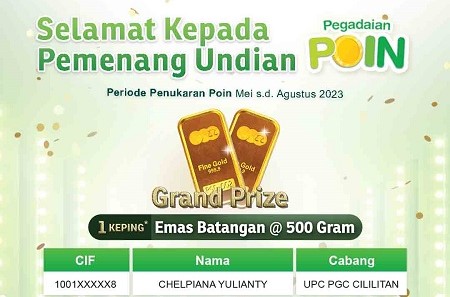 pemenang logam mulia 500 gr undian pegadaian poin 2023