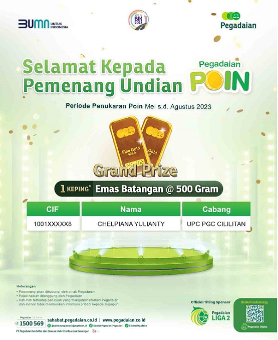 pemenang logam mulia undian pegadaian poin 2023