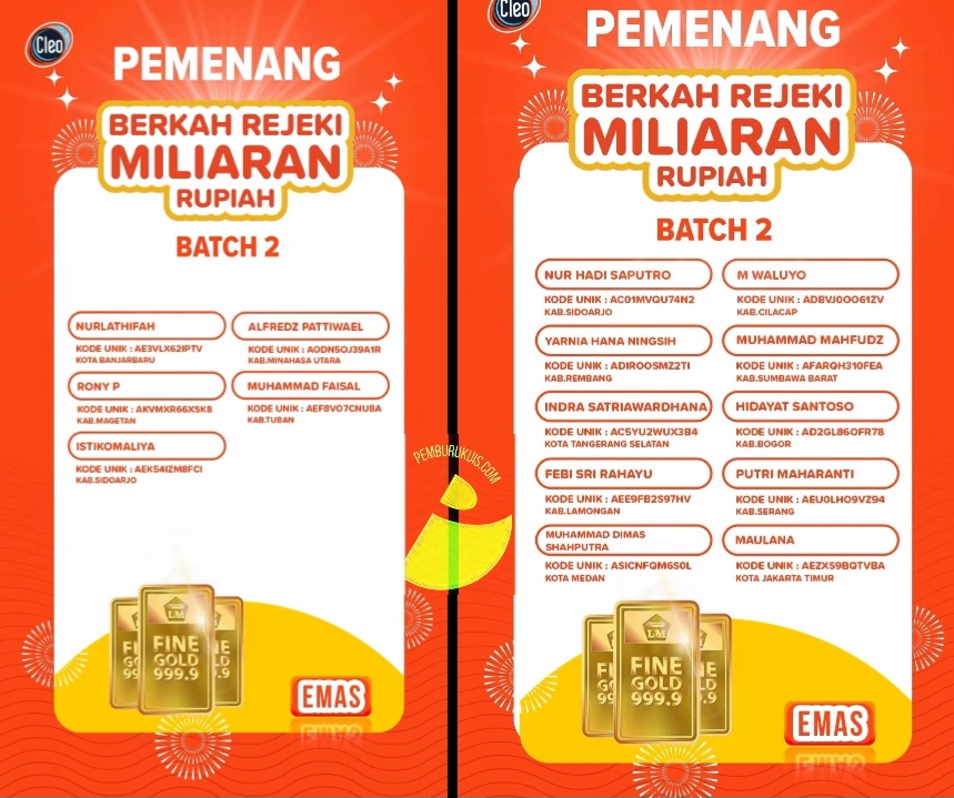 Pemenang logam mulia undian cleo 2025