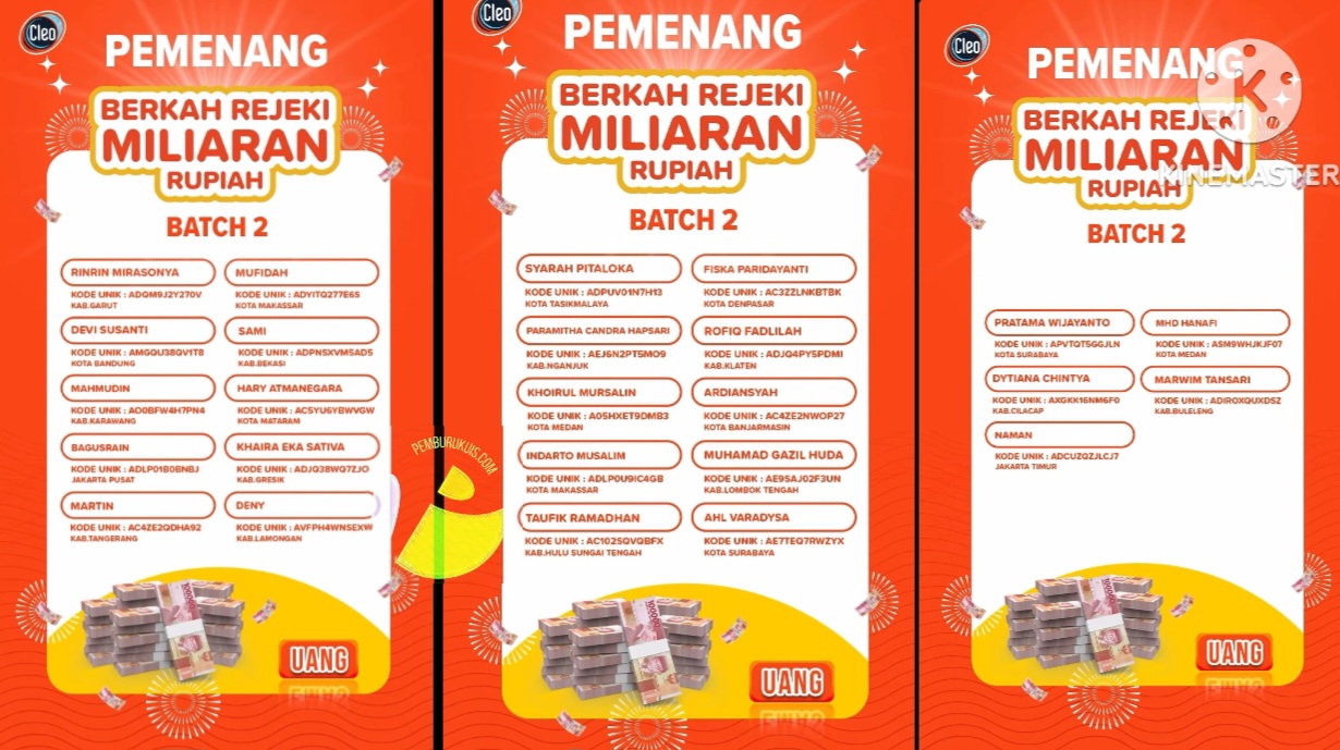 Pemenang uang tunai undian cleo 2025