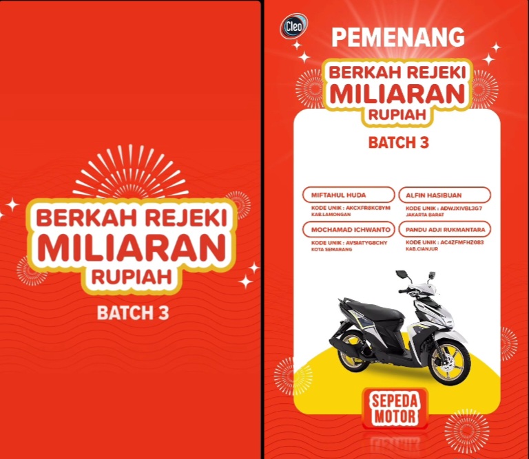 Pemenang motor undian cleo