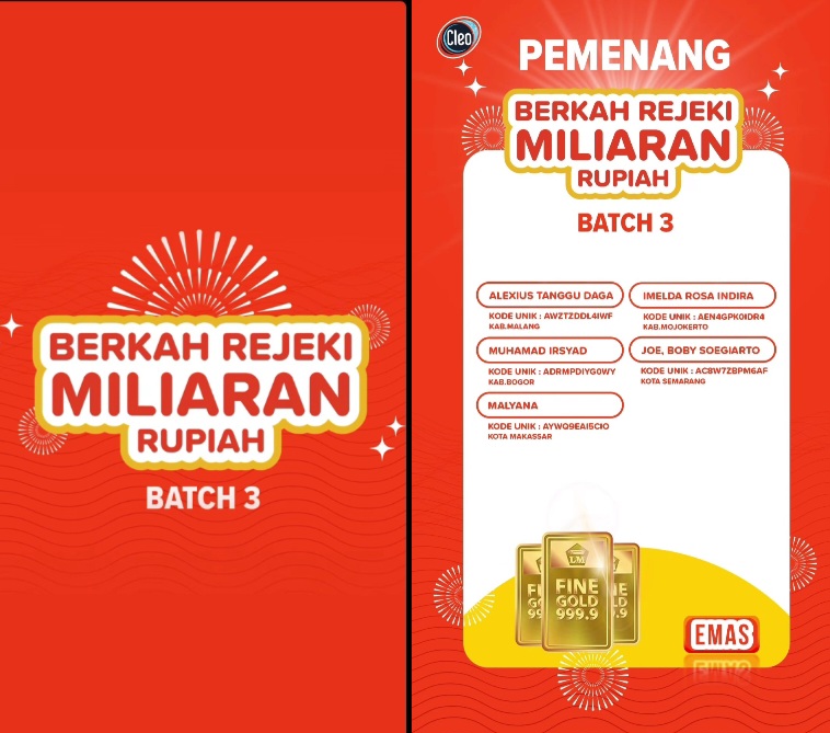 Pemenang logam mulia undian cleo