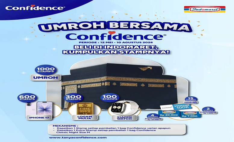 promo undian confidence Indomaret 2026 berhadiah Umroh