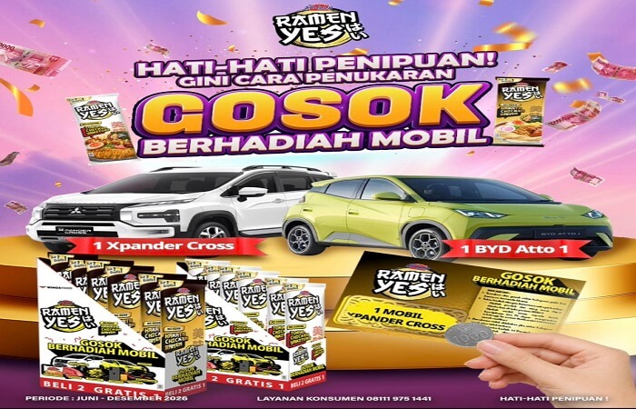 undian Ramen Yes dari Mie Sedaap Gosok Berhadiah Mobil Xpander
