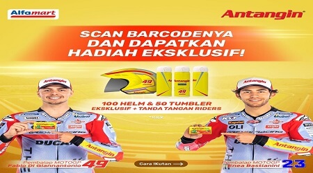 promo scan barcode antangin berhadiah 100 helm ekslufif bertanda tangan riders MotoGP
